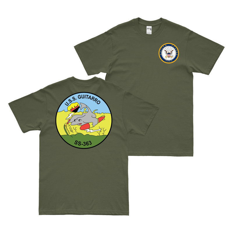 Double-Sided USS Guitarro (SS-363) Gato-class Submarine T-Shirt