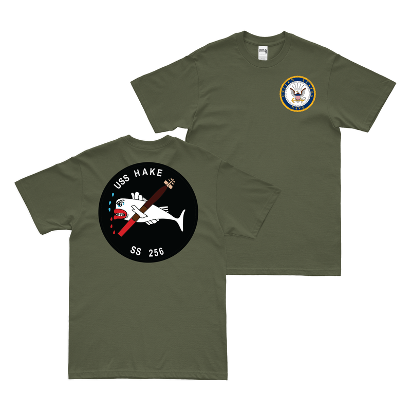 Double-Sided USS Hake (SS-256) Gato-class Submarine T-Shirt