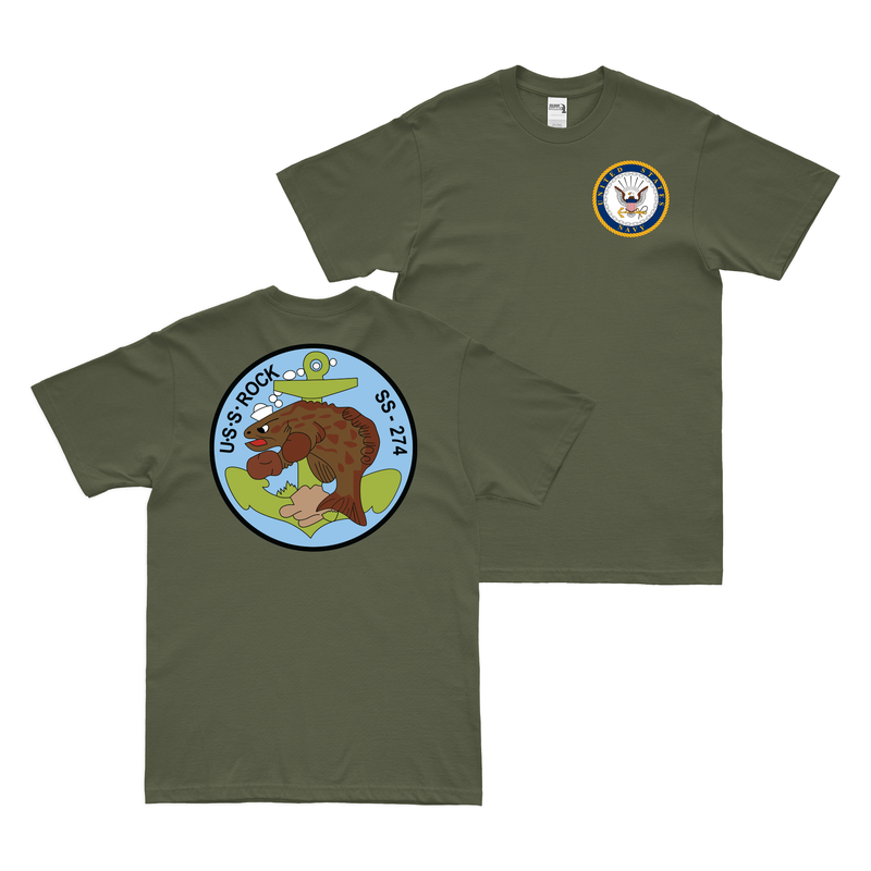 Double-Sided USS Rock (SS-274) Gato-class Submarine T-Shirt