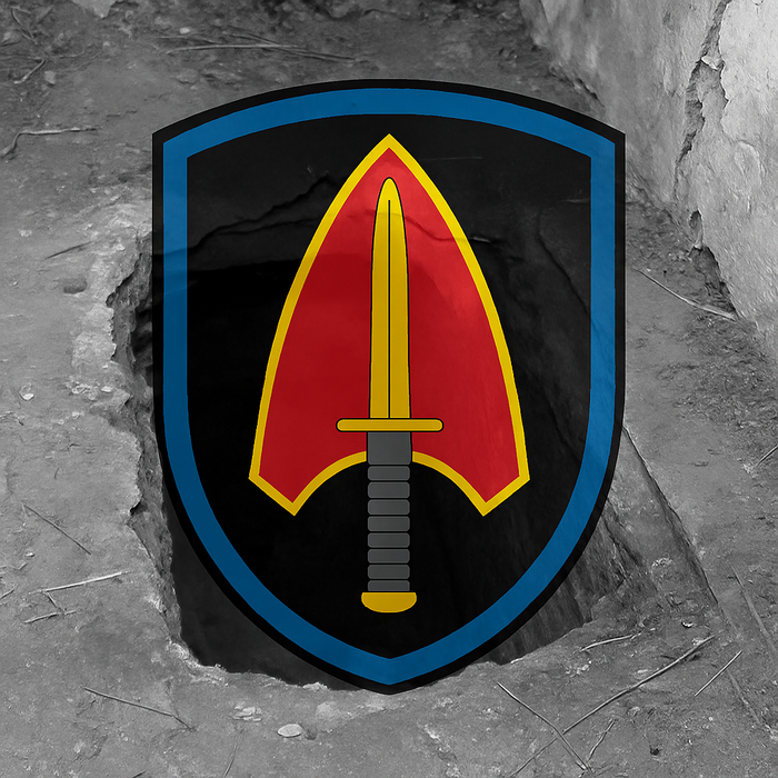 delta force insignia over Saddam's hiding place 