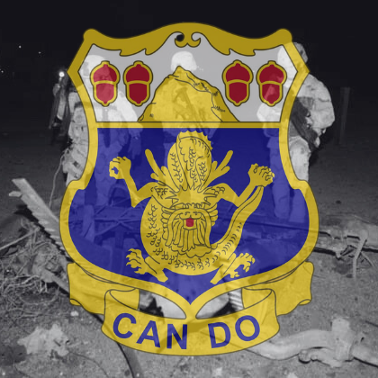 15th Infantry Regiment over image of damage following bombing