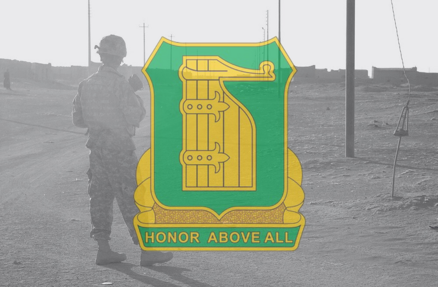 91st Military Police Battalion Insignia over image from Operation Lion Hunt