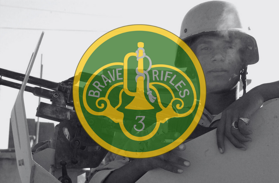 3rd Cavalry Regiment Insignia over image from Operation Sandstorm II