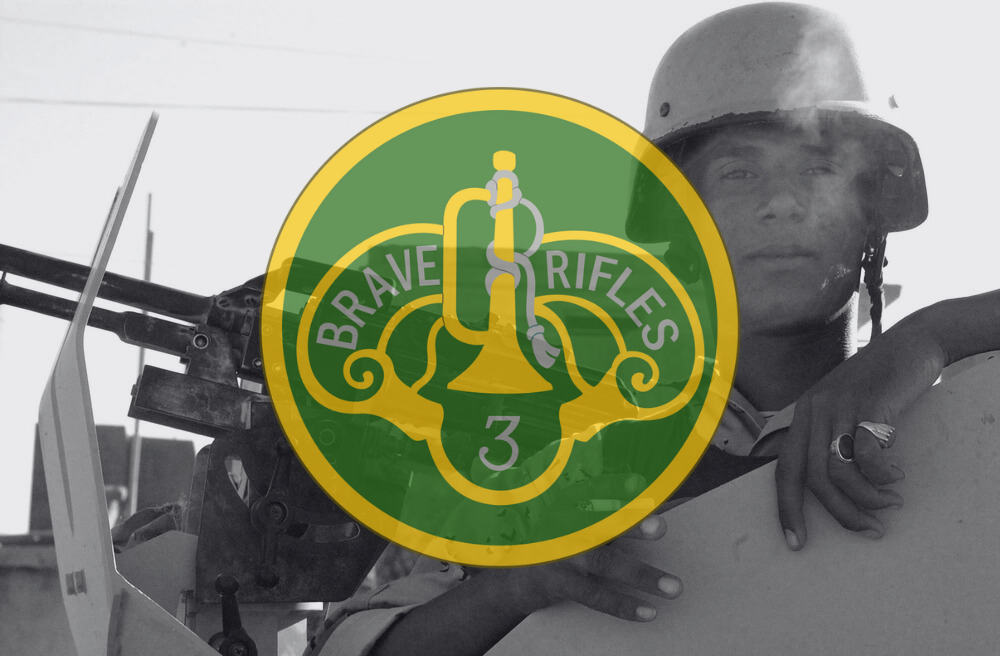 3rd Cavalry Regiment Insignia over image from Operation Sandstorm II