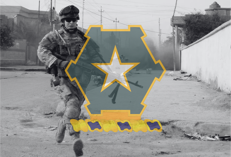 36th Infantry Regiment Insignia over image from the Battle of Ramadi