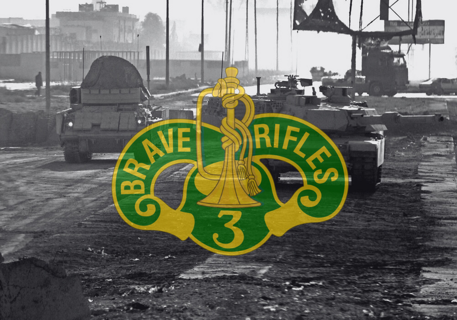 3rd Cavalry Regiment Insignia over image from operation Thunder Reaper