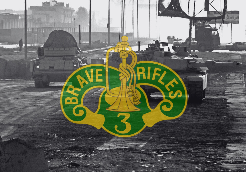 3rd Cavalry Regiment Insignia over image from operation Thunder Reaper