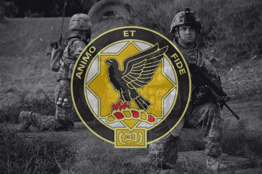 1st Cavalry Regiment Insignia over image from Operation Shock Wave