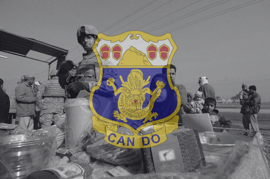 15th Infantry Regiment Insignia over an image from Operation Market Garden