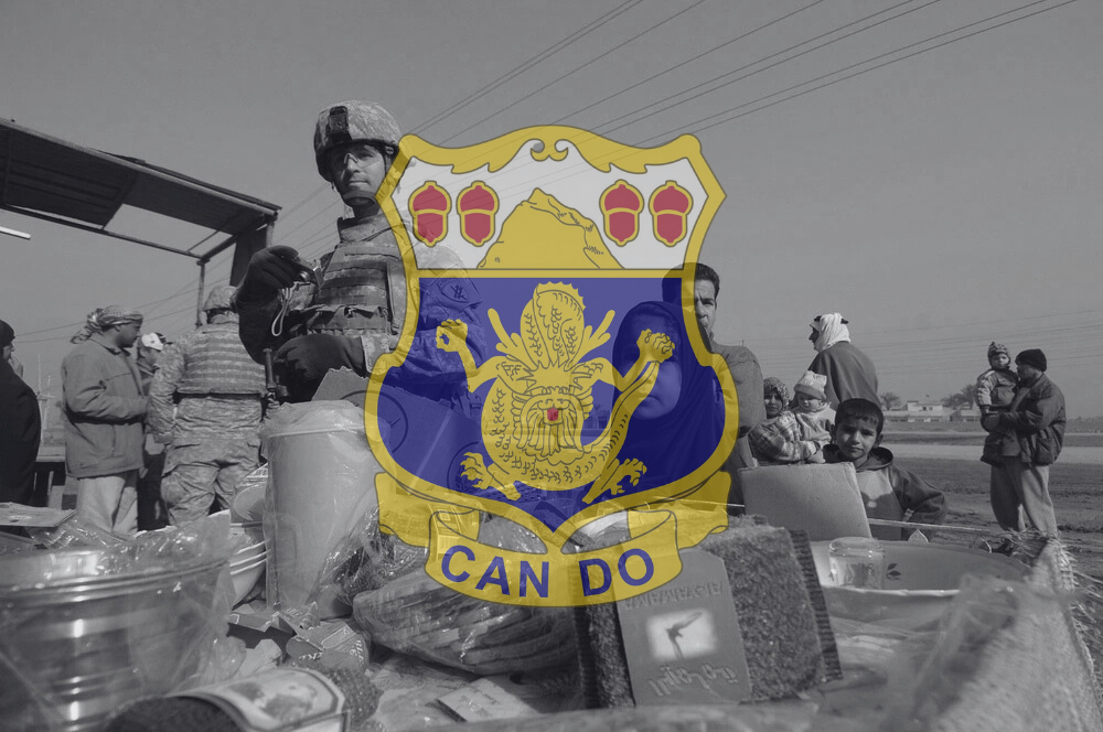 15th Infantry Regiment Insignia over an image from Operation Market Garden