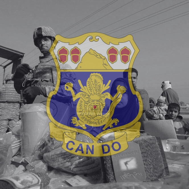 15th Infantry Regiment Insignia over an image from Operation Market Garden