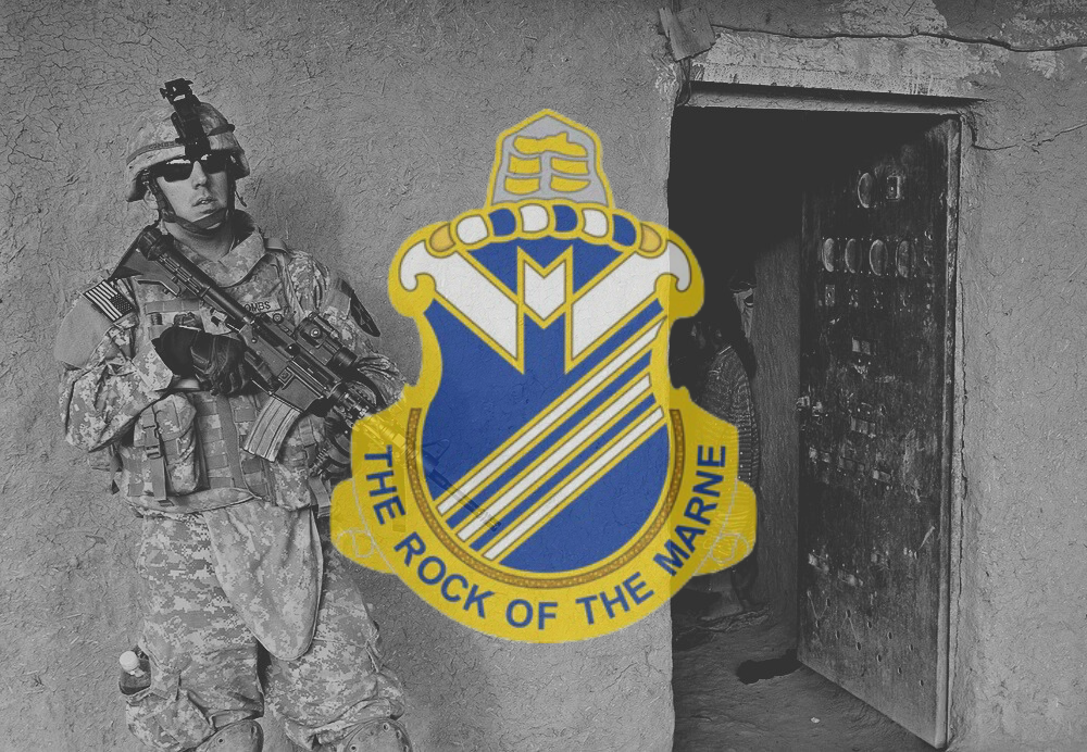 38th Infantry Regiment Insignia over image from Operation Rock Jackhammer