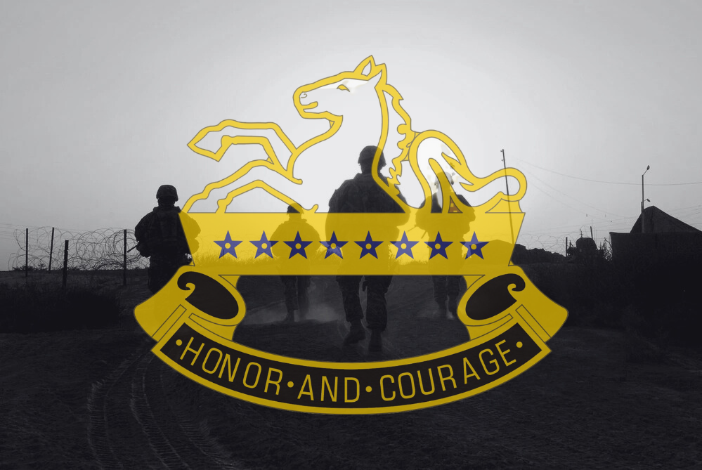 8th Cavalry Regiment Insignia over Image from Operation Colt
