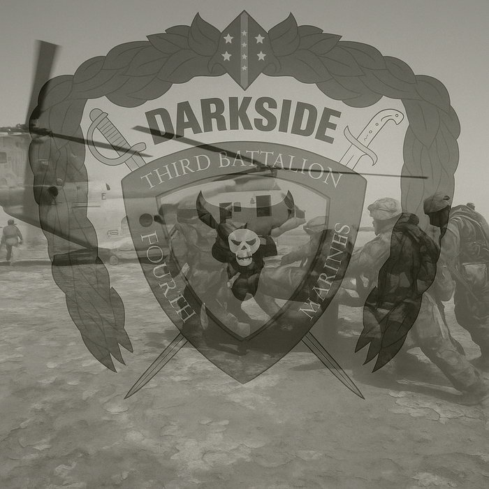 3rd Batallion 4th Marines logo over medivac