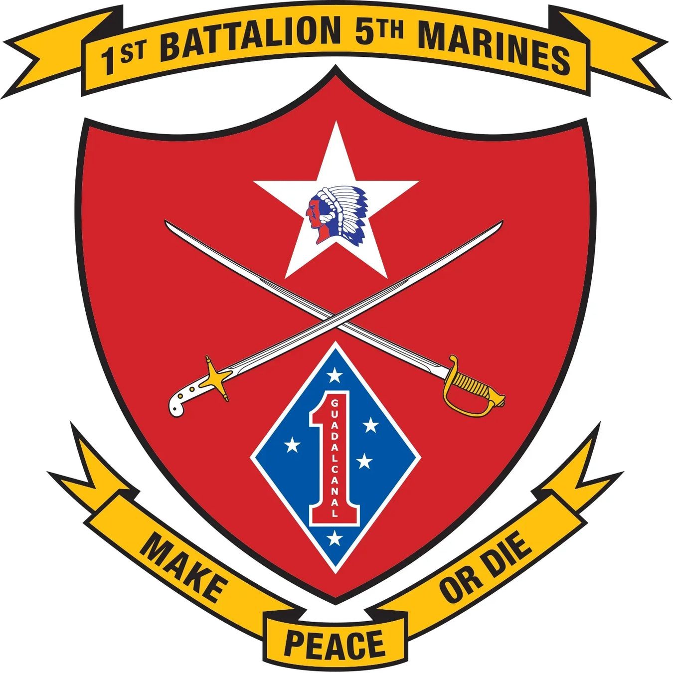 1st Battalion, 5th Marines (1/5 Marines) Logo Emblem Crest Insignia