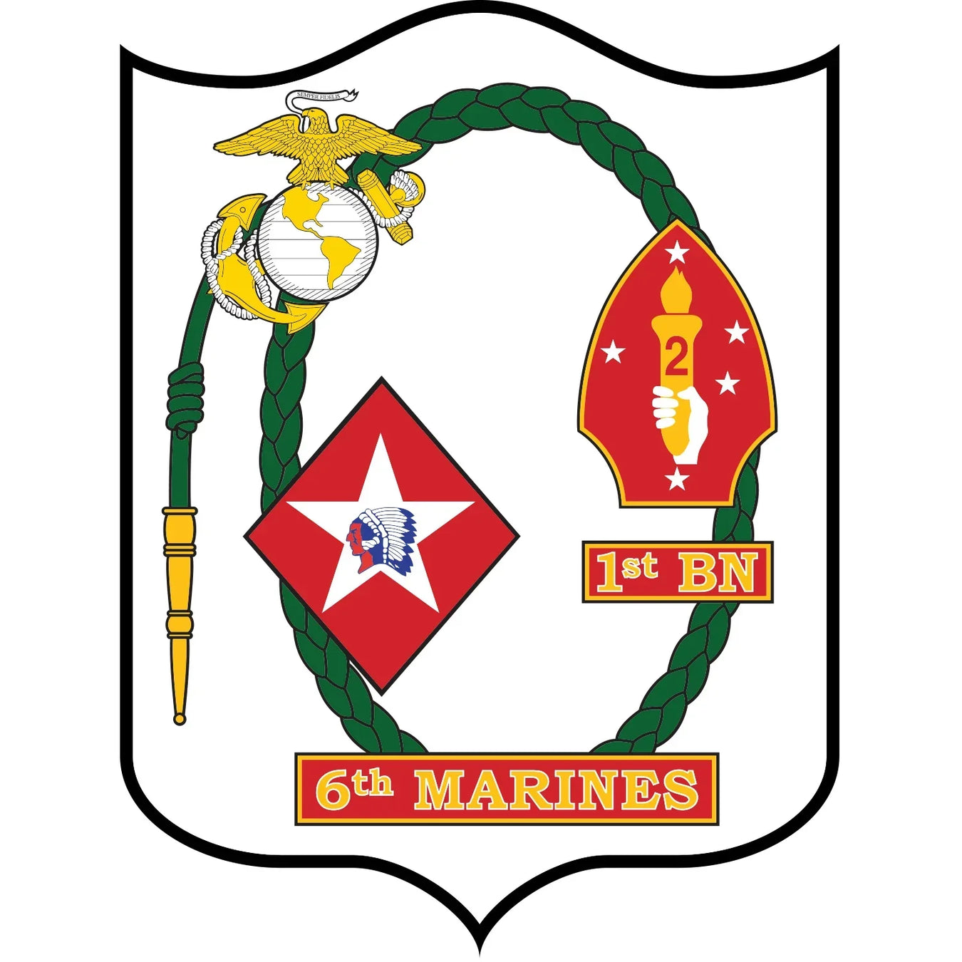 1st Battalion, 6th Marines (1/6 Marines) Logo Emblem Crest Insignia