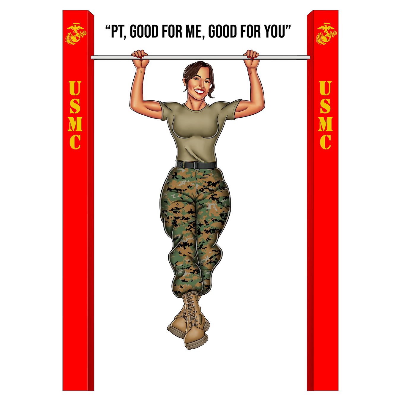 USMC Pin-Up Girl Ari Doing Pull-Ups