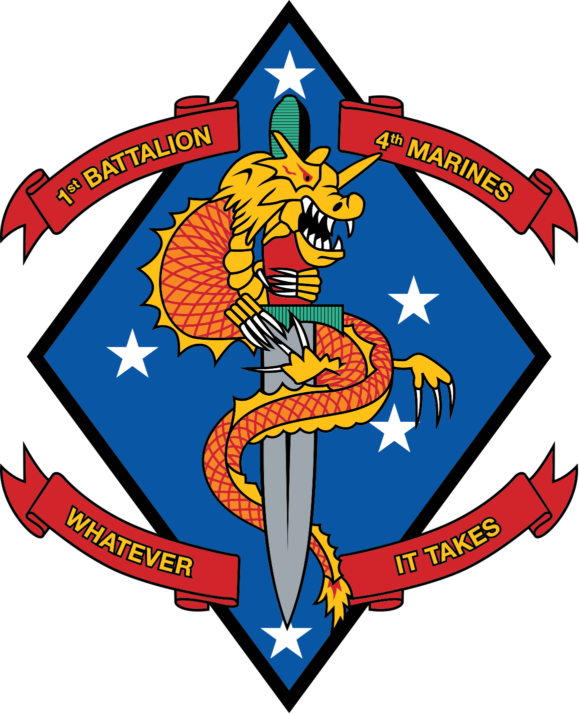 1st Battalion, 4th Marines (1/4 Marines) Logo Emblem Crest Insignia