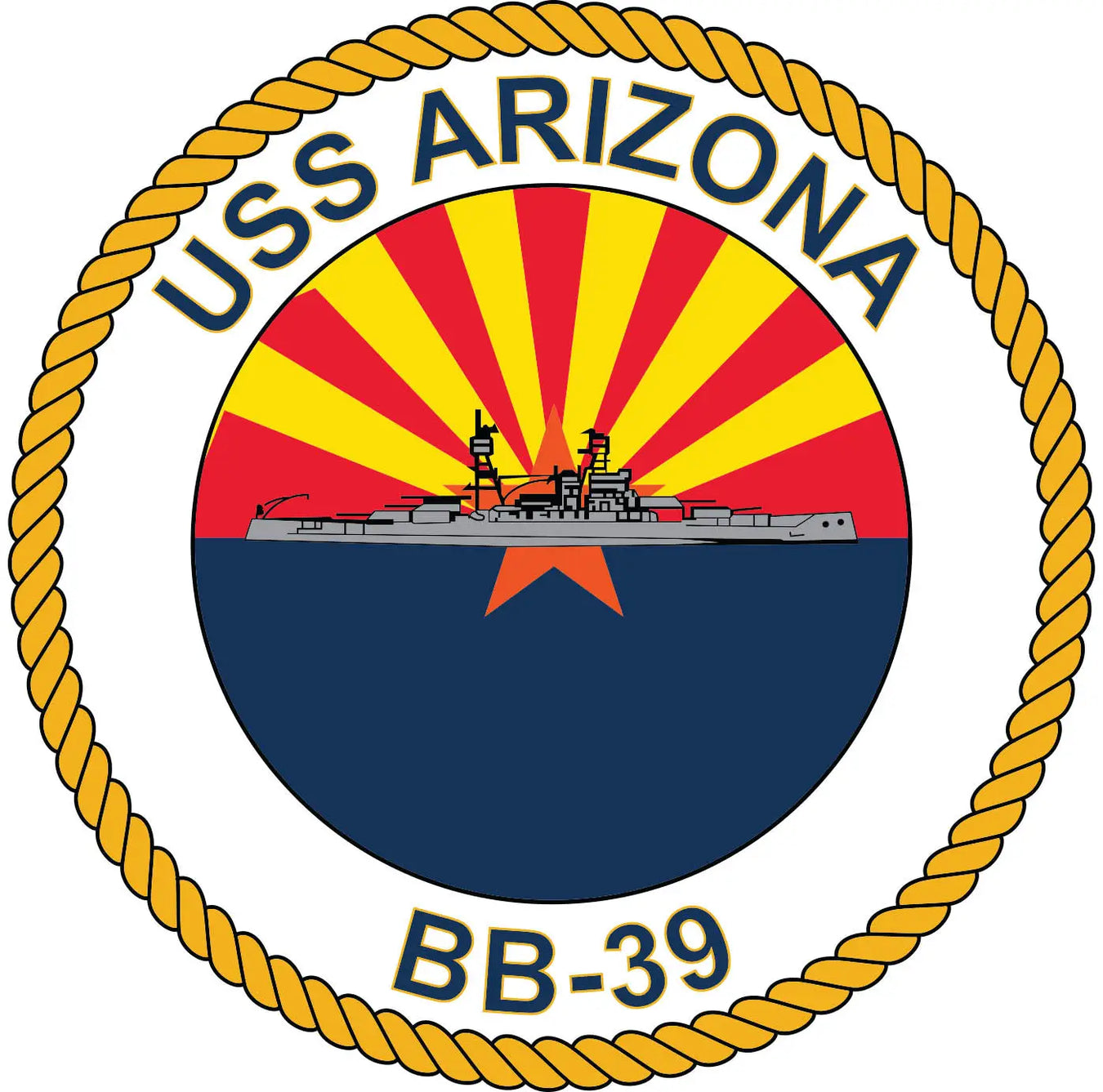 USS Arizona (BB-39) Merchandise - Shop T-Shirts, hoodies, patches, pins, flags, decals, hats and more.