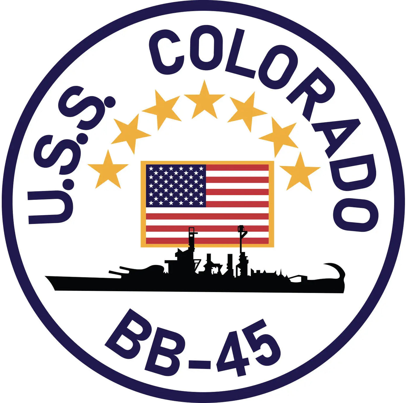 USS Colorado (BB-45) Merchandise - Shop T-Shirts, hoodies, patches, pins, flags, decals, hats and more.
