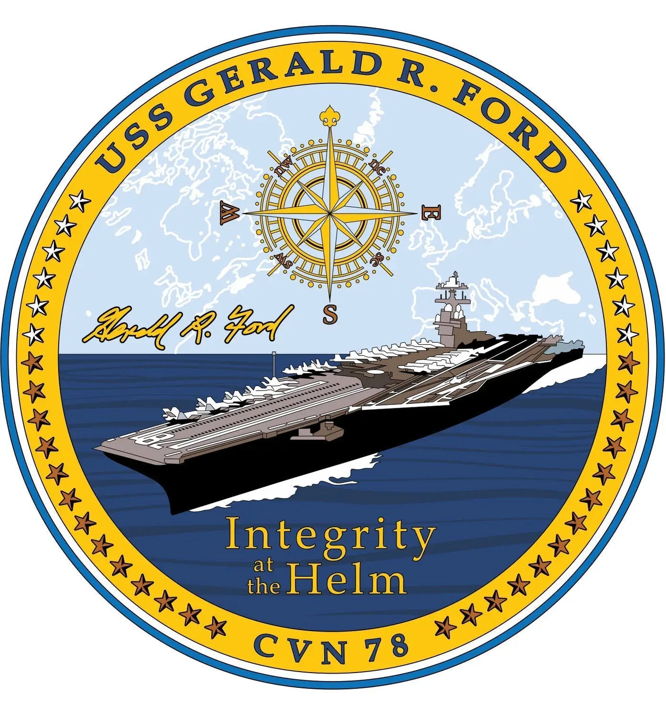 USS Gerald R. Ford (CVN-78) Ships Crest Logo Decal Emblem Insignia Patch