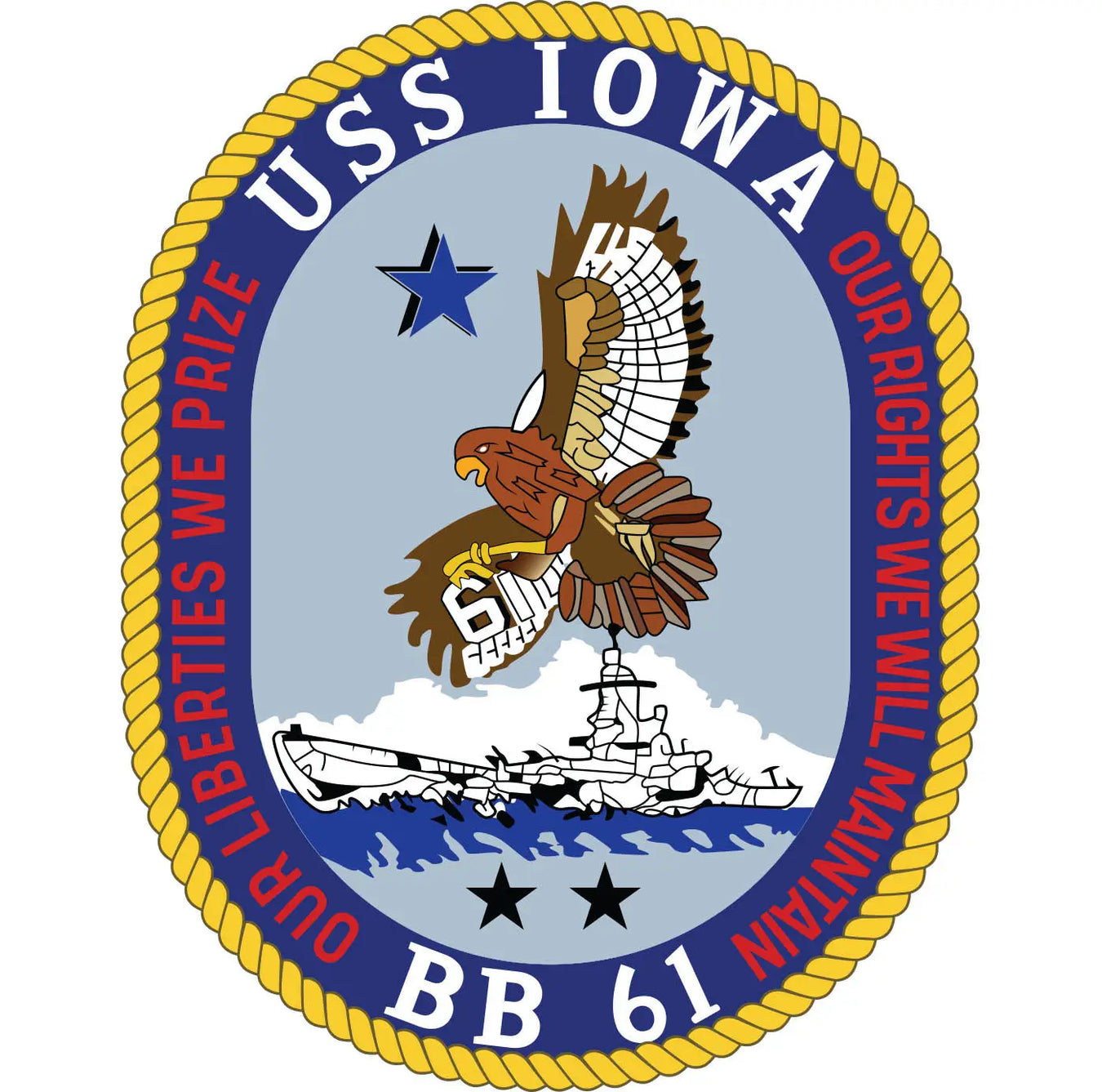 USS Iowa (BB-61) Merchandise - Shop T-Shirts, hoodies, patches, pins, flags, decals, hats and more.