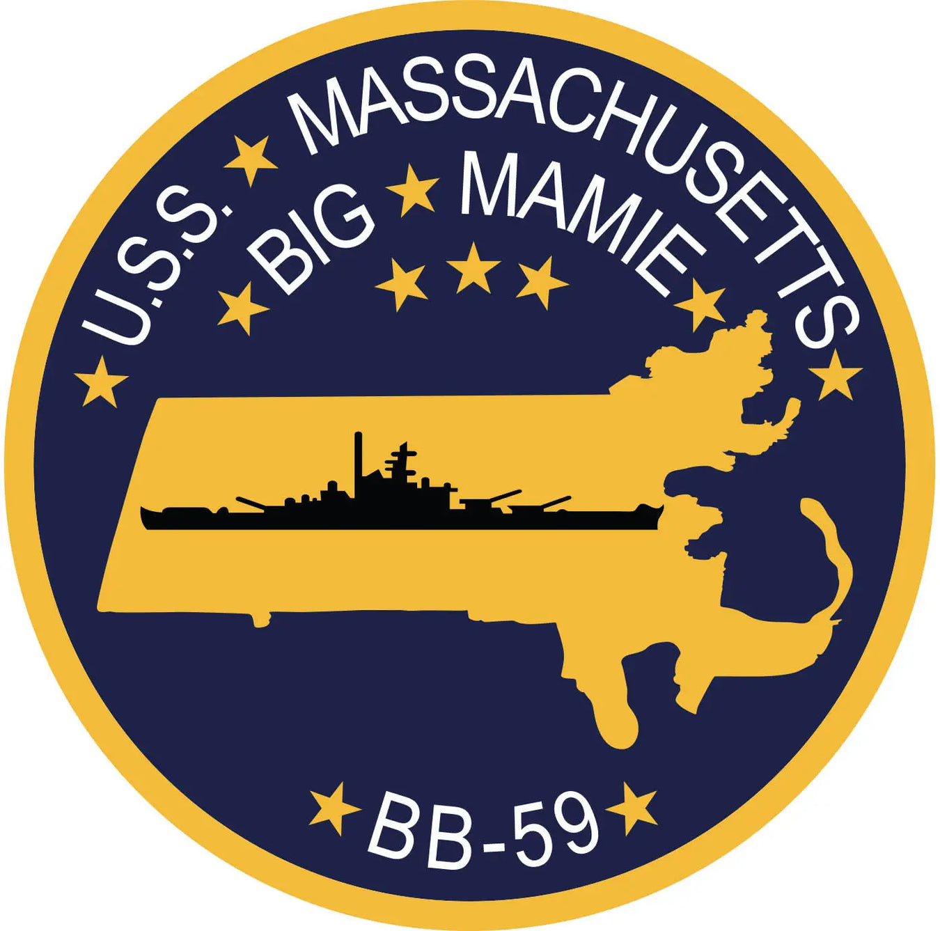 USS Massachusetts (BB-59) Merchandise - Shop T-Shirts, hoodies, patches, pins, flags, decals, hats and more.