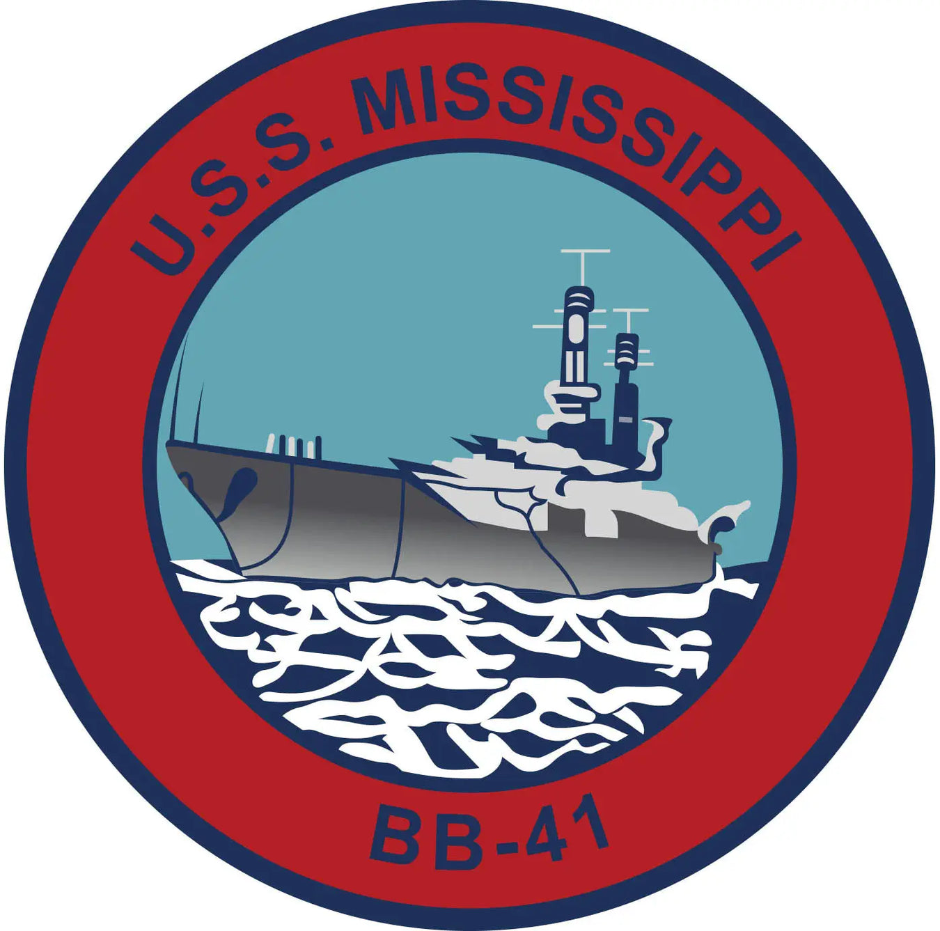 USS Mississippi (BB-41) Merchandise - Shop T-Shirts, hoodies, patches, pins, flags, decals, hats and more.