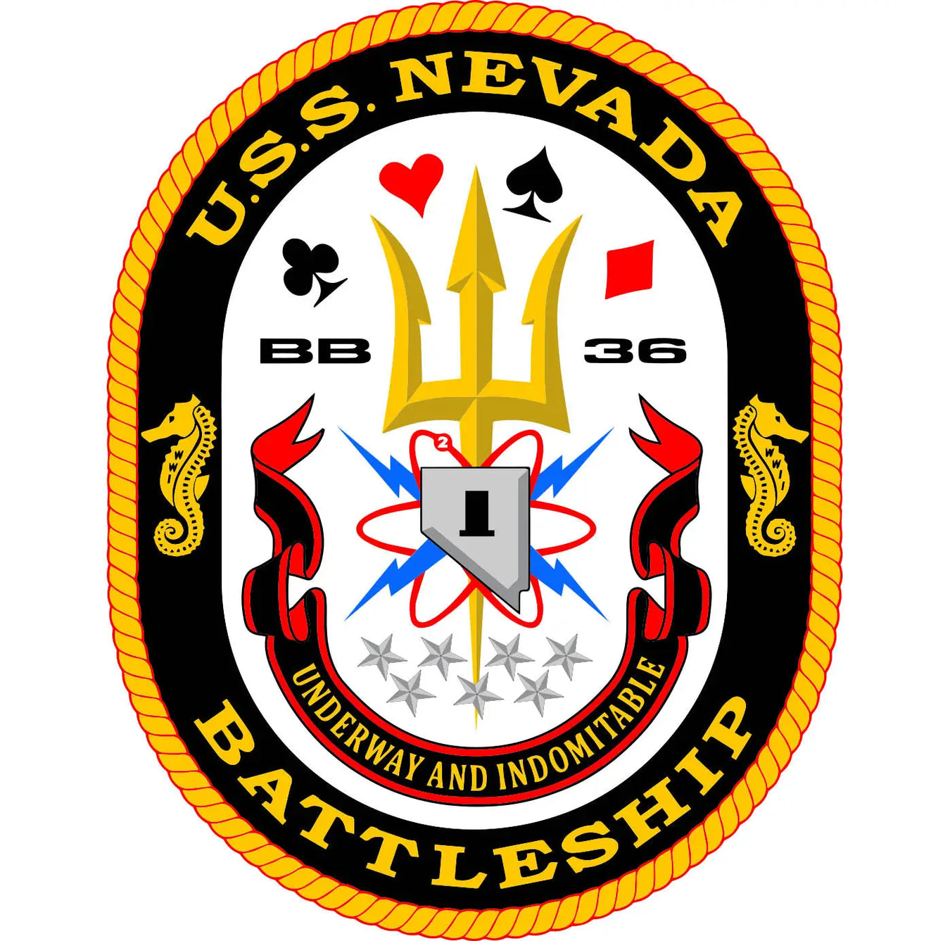 USS Nevada (BB-36) Merchandise - Shop T-Shirts, hoodies, patches, pins, flags, decals, hats and more.