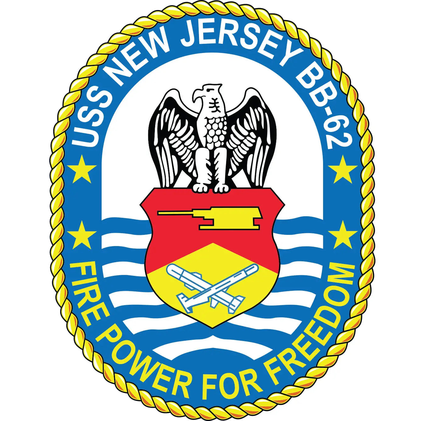 USS New Jersey (BB-62) Merchandise - Shop T-Shirts, hoodies, patches, pins, flags, decals, hats and more.