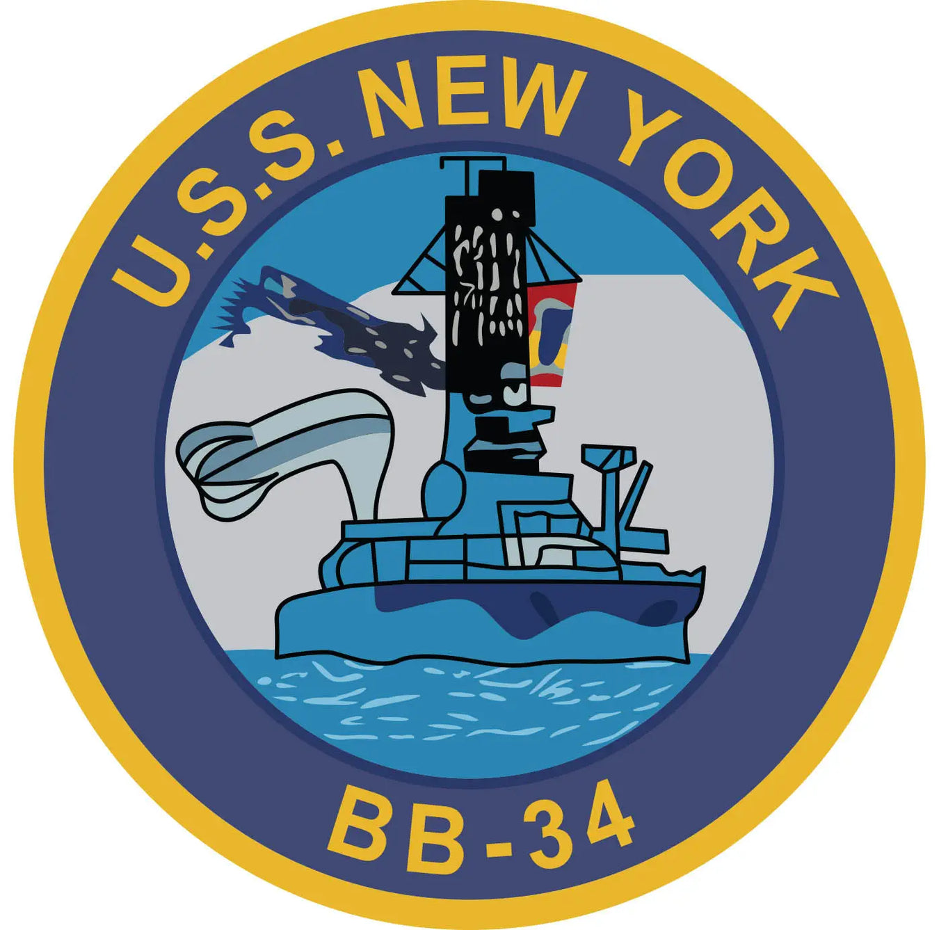 USS New York (BB-34) Merchandise - Shop T-Shirts, hoodies, patches, pins, flags, decals, hats and more.