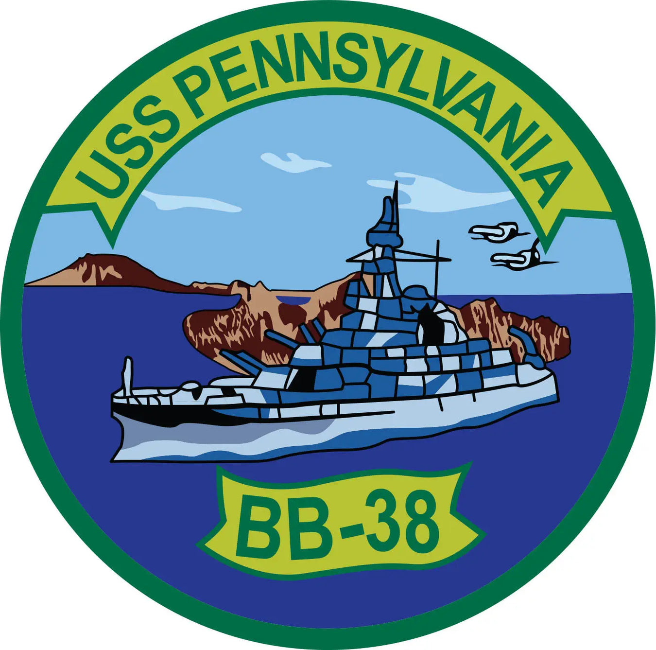 USS Pennsylvania (BB-38) Merchandise - Shop T-Shirts, hoodies, patches, pins, flags, decals, hats and more.