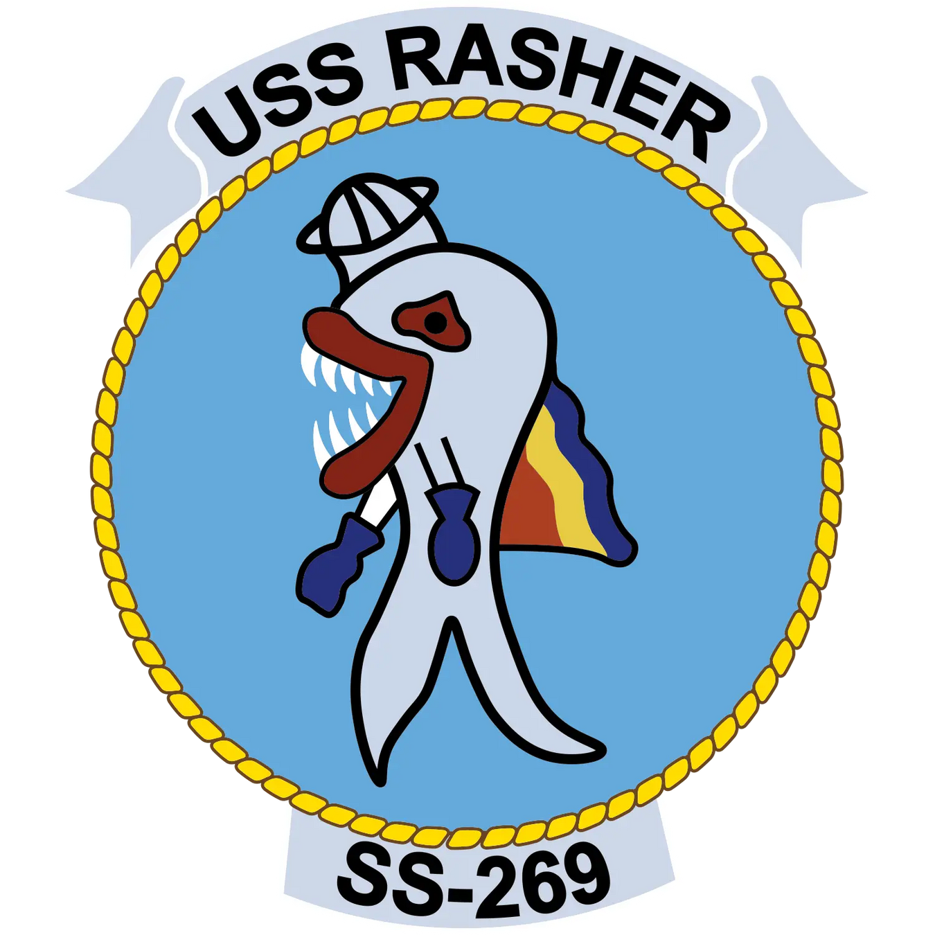 USS Rasher (SS-269) Patch Logo Decal Emblem Crest Insignia