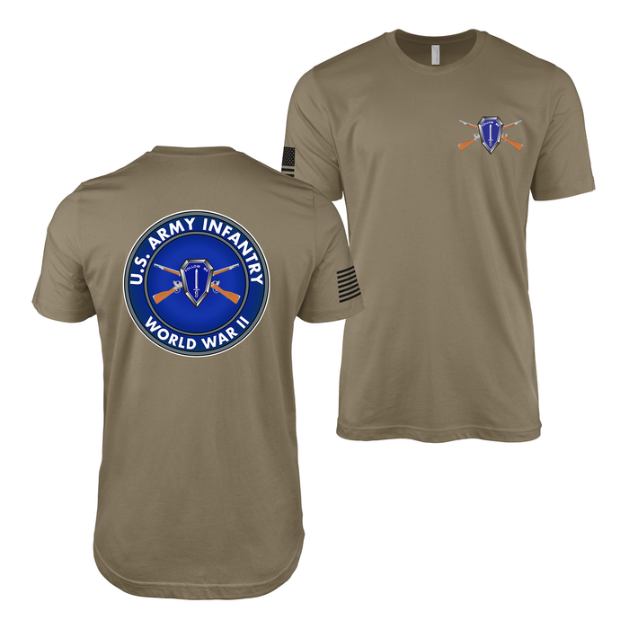 Double-Sided U.S. Army Infantry WW2 Legacy T-Shirt Tactically Acquired Coyote Brown Small 