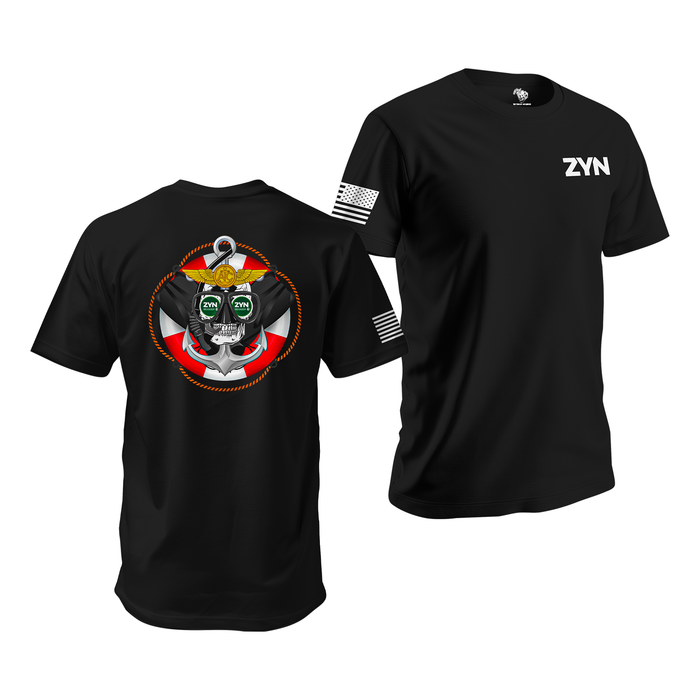 ZYN U.S. Navy Search & Rescue (SAR) Swimmer Skull T-Shirt Tactically Acquired Black Small Wintergreen