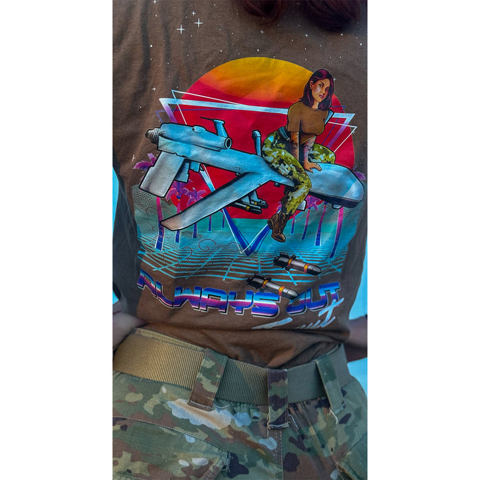 Military Intel Pin-Up Girl Julia MQ-9 Reaper Drone T-Shirt Tactically Acquired