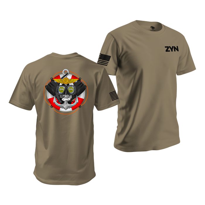 ZYN U.S. Navy Search & Rescue (SAR) Swimmer Skull T-Shirt Tactically Acquired