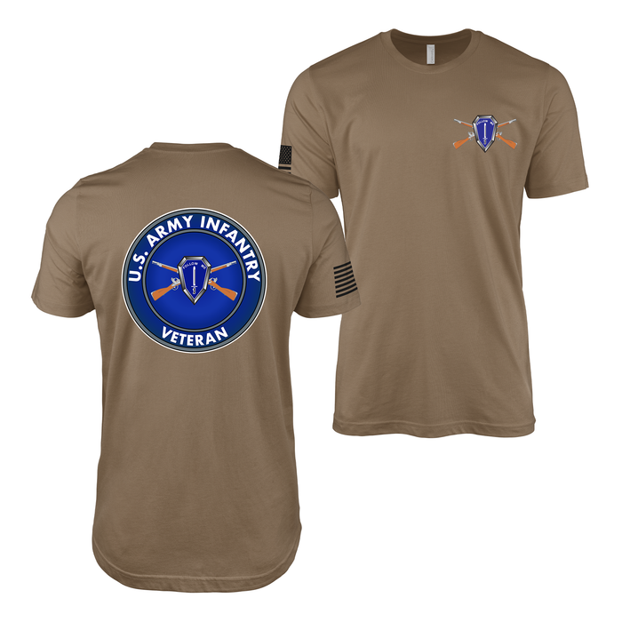 Double-Sided U.S. Army Infantry Branch Veteran T-Shirt Tactically Acquired Woodland Brown Small 