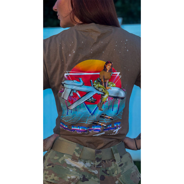 Military Intel Pin-Up Girl Julia MQ-9 Reaper Drone T-Shirt Tactically Acquired