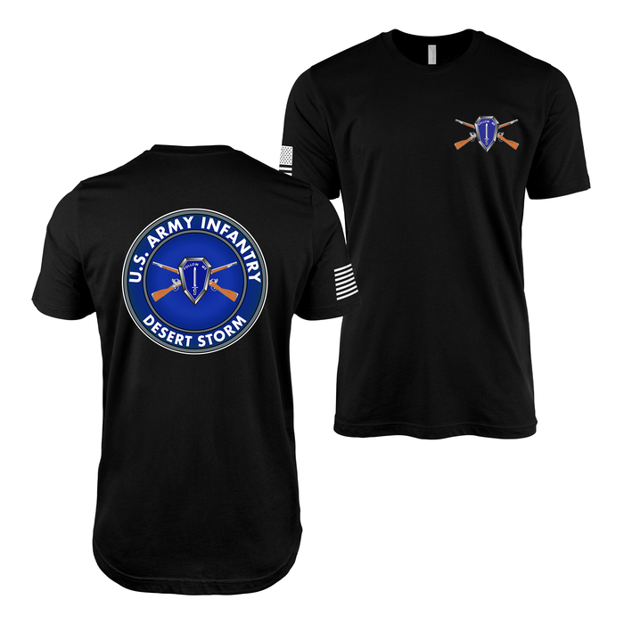 Double-Sided U.S. Army Infantry Desert Storm Veteran T-Shirt Tactically Acquired Black Small 