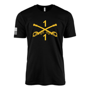 1-1 CAV "Blackhawks" Cavalry Sabers T-Shirt Tactically Acquired Black Small Clean