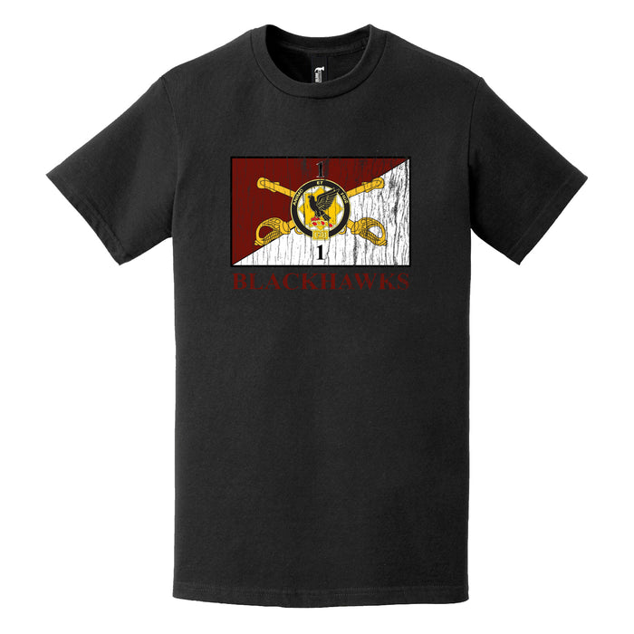 Distressed 1-1 CAV "Blackhawks" Flag Logo T-Shirt Tactically Acquired   