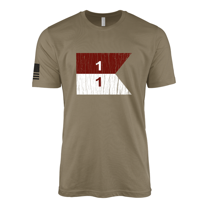 Distressed 1-1 CAV "Blackhawks" Guidon T-Shirt Tactically Acquired Coyote Brown Small