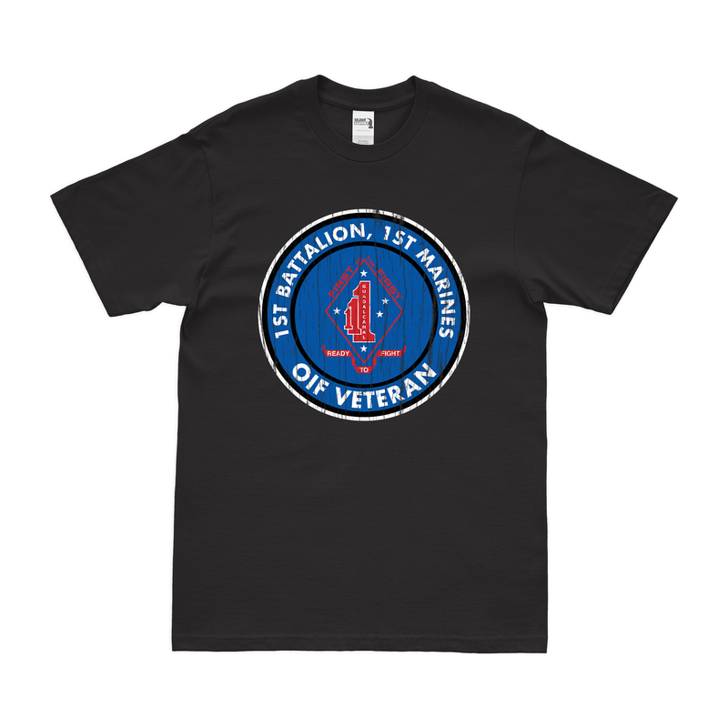 Distressed 1/1 Marines OIF Veteran Emblem T-Shirt
