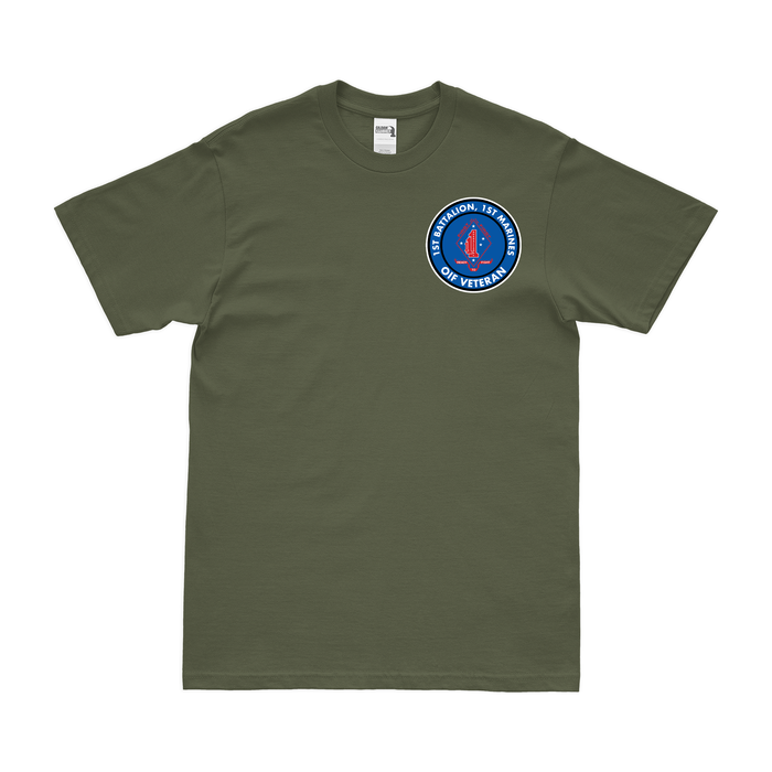 1/1 Marines OIF Veteran Left Chest Emblem T-Shirt Tactically Acquired Small Military Green 