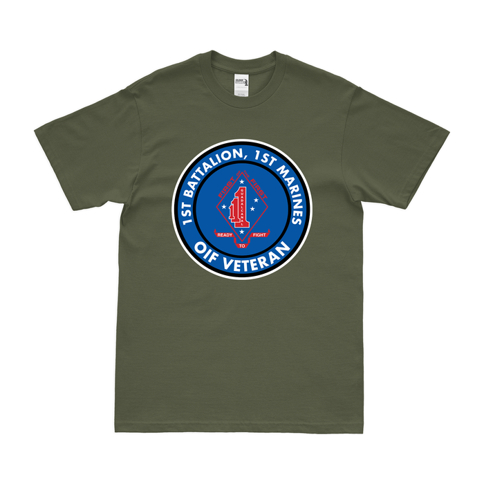 1/1 Marines OIF Veteran Emblem T-Shirt Tactically Acquired Small Military Green 