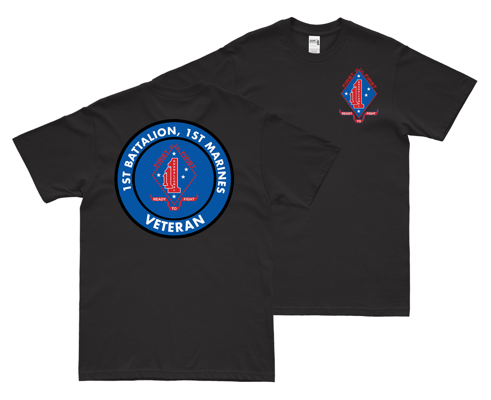 Double-Sided 1/1 Marines Veteran Emblem T-Shirt Tactically Acquired Small Black 