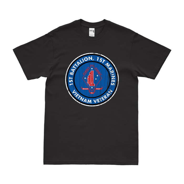 Distressed 1/1 Marines Vietnam Veteran Emblem T-Shirt Tactically Acquired Small Black 