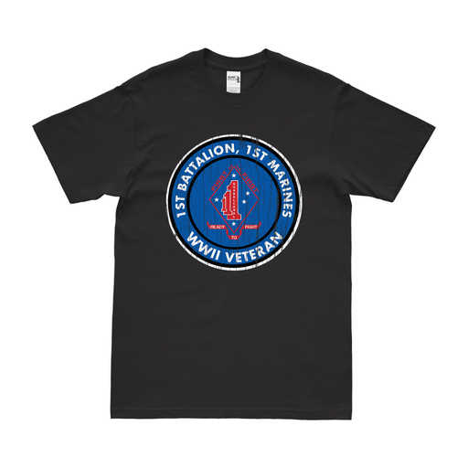 Distressed 1/1 Marines World War II Veteran Emblem T-Shirt Tactically Acquired Small Black 