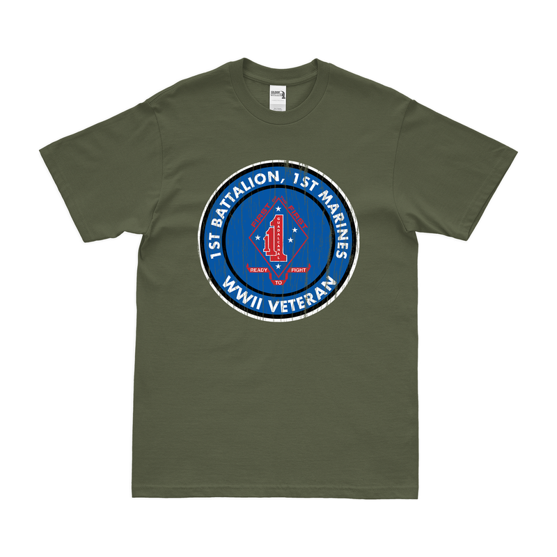 Distressed 1/1 Marines World War II Veteran Emblem T-Shirt